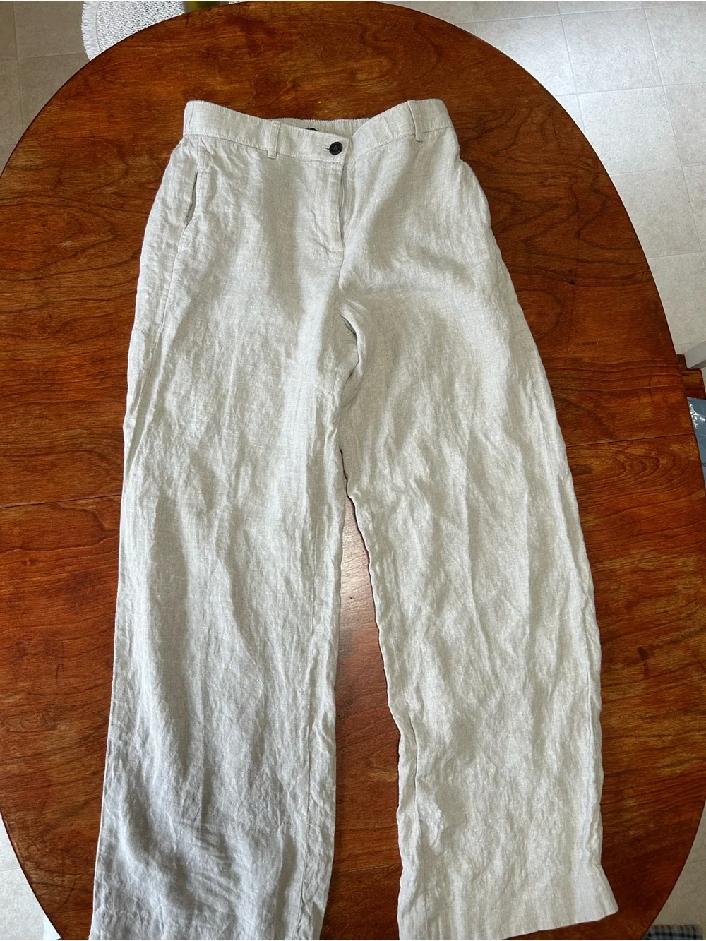 J. Crew Cream Straight-Leg Linen Pants